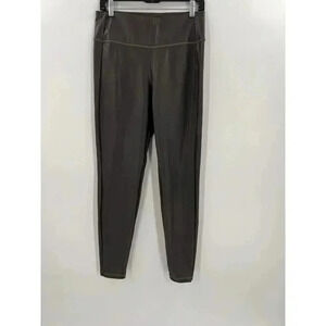 Athleta Gray Vegan Leather Leggings Pant Size MEDIUM Travel Easy Wear (28"x28")